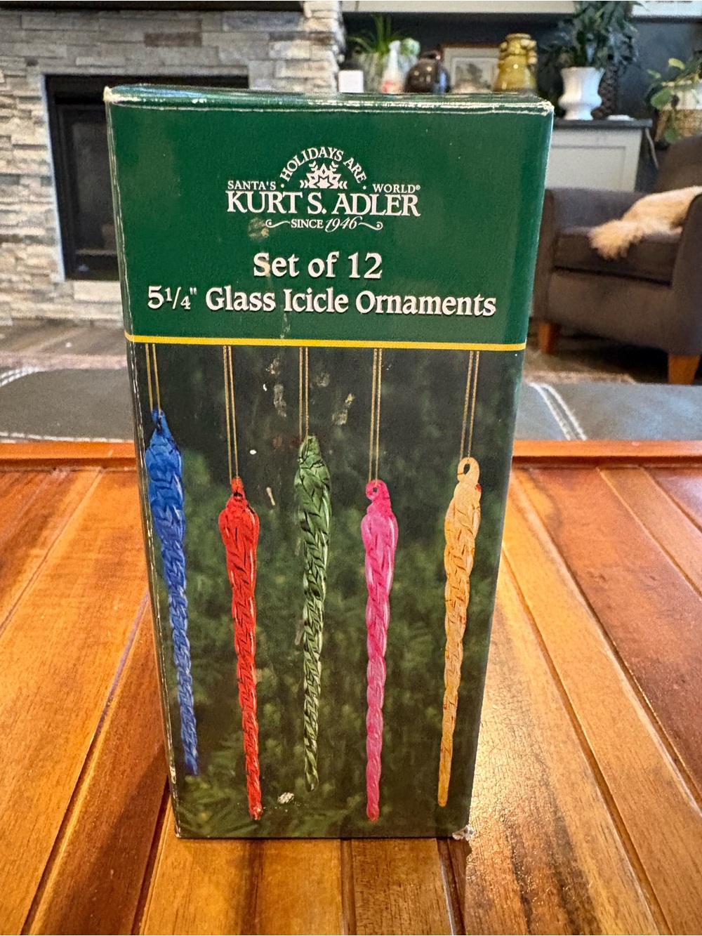 Kurt Adler Glass Icicle Ornaments Set of 9 Vintage Style 5.25” Multicolor